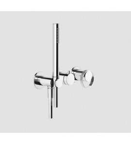 Gessi Anello Bateria prysznicowa ścienna z przełącznikiem 2-drożnym ze słuchawką i wężem część zewnętrzna chrom 63345.031