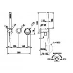 Gessi Anello Bateria prysznicowa ścienna z przełącznikiem 2-drożnym ze słuchawką i wężem część zewnętrzna chrom 63345.031