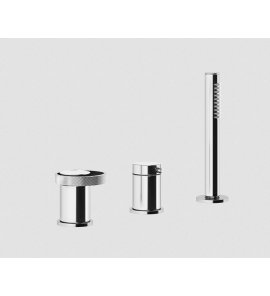 Gessi Anello Bateria wannowa 3-otworowa z przełącznikiem, wężem i słuchawką chrom 63347.031