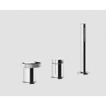 Gessi Anello Bateria wannowa 3-otworowa z przełącznikiem, wężem i słuchawką chrom 63347.031