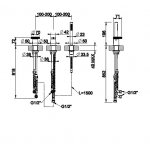 Gessi Anello Bateria wannowa 3-otworowa z przełącznikiem, wężem i słuchawką chrom 63347.031