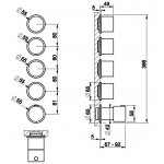 Gessi Habito Bateria prysznicowa termostatyczna z czterema wyjściami element zewnętrzny chrom 63438.031