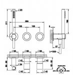 Gessi Habito Bateria prysznicowa z przełącznikiem 2-drożnym ze słuchawką i wężem element zewnętrzny copper brushed PVD 70638.708