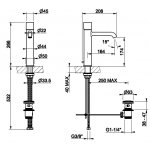 Gessi Habito Bateria umywalkowa z korkiem finox 70405.149