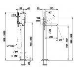 Gessi Habito Bateria wannowa ze słuchawką i wężem element zewnętrzny finox 70528.149