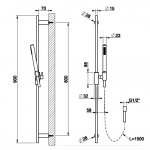 Gessi Habito Drążek prysznicowy ze słuchawką i wężem finox 70345.149
