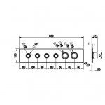 Gessi Hi-Fi Eclectic Bateria prysznicowa termostatyczna ścienna z czterema przyciskami element zewnętrzny chrom 65226.031