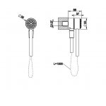 Gessi Hi-Fi Eclectic Zestaw prysznicowy ścienny z przyłączem wody, słuchawką i czarnym wężem 150 cm chrom 63199.031