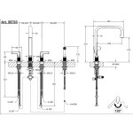 Gessi Inciso Bateria kuchenna 2-uchwytowa 4-otworowa Black Metal Brushed PVD 58703.707