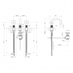 Gessi Inciso + Bateria umywalkowa trzyotworowa z korkiem Chrom 58111.031 / 58111031