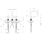 Gessi Inciso + Bateria umywalkowa trzyotworowa bez korka Chrom 58114.031 / 58114031