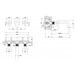 Gessi Inciso + Bateria umywalkowa podtynkowa element zewnętrzny Chrom 58190.031 / 58190031