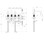 Gessi Inciso + Bateria wannowa pięciootworowa Chrom 58140.031 / 58140031