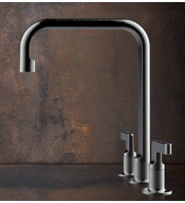 Gessi Inciso Bateria kuchenna 2-uchwytowa 3-otworowa Black Metal Brushed 58701.707