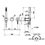 Gessi Ingranaggio Bateria prysznicowa ścienna z przełącznikiem 2-drożnym ze słuchawką i wężem część zewnętrzna chrom 63545.031