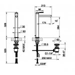 Gessi Ingranaggio Bateria umywalkowa wysoka z długą wylewką i korkiem Black Metal Brushed PVD 63505.707