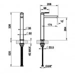 Gessi Ingranaggio Bateria umywalkowa jednootworowa wysoka z długą wylewką bez korka chrom 63506.031