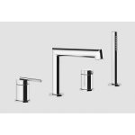 Gessi Ingranaggio Bateria wannowa 4-otworowa z przełącznikiem, wylewką, wężem i słuchawką chrom 63537.031