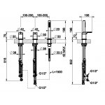 Gessi Ingranaggio Bateria wannowa 3-otworowa z przełącznikiem, wężem i słuchawką chrom 63547.031