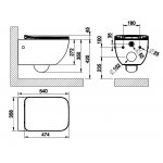 Gessi Miska wisząca z deską wolnoopadającą czarny mat 39118.532