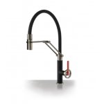 Gessi Officine V Bateria kuchenna z obrotową i wyciąganą wylewką Finox/Matte Black 60205.599