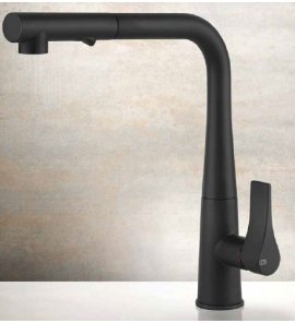 Gessi Proton Bateria kuchenna z obrotową i wyciąganą wylewką Matte Black 17177.299