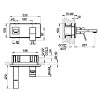 Gessi Rettangolo K Bateria umywalkowa podtynkowa - element zewnętrzny chrom 53090.031 / 53090031