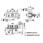 Gessi Rettangolo T Bateria prysznicowa ścienna z przełącznikiem 2-drożnym element zewnętrzny chrom 44911.031