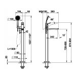 Gessi Rilievo Bateria wannowa wolnostojąca z prysznicem ręcznym element zewnętrzny chrom 59131.031