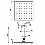 Gessi Rilievo Deszczownica z ramieniem sufitowym 25x25 cm chrom 59155.031 / 59155031