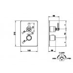Gessi Venti20 Bateria natryskowa termostatyczna ścienna z przełącznikiem 2-drożnym element zewnętrzny chrom 65135.031