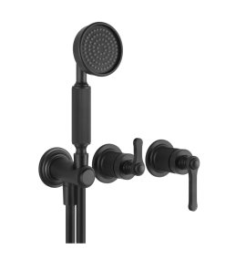 Gessi Venti20 Bateria natryskowa ścienna z przełącznikiem 2-drożnym, słuchawką i wężem element zewnętrzny matte black 65036.299