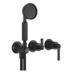 Gessi Venti20 Bateria natryskowa ścienna z przełącznikiem 2-drożnym, słuchawką i wężem element zewnętrzny matte black 65036.299