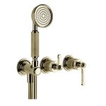 Gessi Venti20 Bateria natryskowa ścienna z przełącznikiem 2-drożnym, słuchawką i wężem element zewnętrzny brass pvd 65036.710