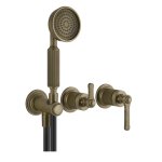 Gessi Venti20 Bateria natryskowa ścienna z przełącznikiem 2-drożnym, słuchawką i wężem element zewnętrzny antique brass 65036.713