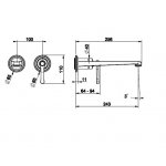 Gessi Venti20 Bateria umywalkowa ścienna z wylewką 25,6 cm element zewnętrzny chrom 65088.031