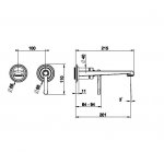 Gessi Venti20 Bateria umywalkowa ścienna z wylewką 21,5 cm element zewnętrzny copper brushed pvd 65089.708