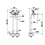 Gessi Venti20 Bateria wannowa wolnostojąca element zewnętrzny warm bronze brushed pvd 65128.726