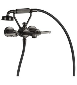 Gessi Venti20 Bateria wannowa ścienna z przełącznikiem wanna/prysznic black metal brushed pvd 65113.707