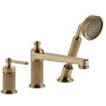 Gessi Venti20 Bateria wannowa 3-otworowa z przełącznikiem, wężem 1,5 m, słuchawką i wylewką warm bronze brushed pvd 65037.726