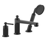 Gessi Venti20 Bateria wannowa 3-otworowa z przełącznikiem, wężem 1,5 m, słuchawką i wylewką matte black 65037.299