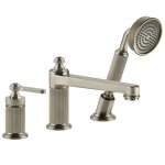 Gessi Venti20 Bateria wannowa 3-otworowa z przełącznikiem, wężem 1,5 m, słuchawką i wylewką finox brushed nickel 65037.149