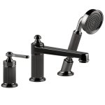 Gessi Venti20 Bateria wannowa 3-otworowa z przełącznikiem, wężem 1,5 m, słuchawką i wylewką black metal pvd 65037.706