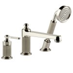 Gessi Venti20 Bateria wannowa 3-otworowa z przełącznikiem, wężem 1,5 m, słuchawką i wylewką nickel pvd 65037.720