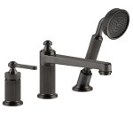 Gessi Venti20 Bateria wannowa 3-otworowa z przełącznikiem, wężem 1,5 m, słuchawką i wylewką black metal brushed pvd 65037.707