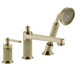 Gessi Venti20 Bateria wannowa 3-otworowa z przełącznikiem, wężem 1,5 m, słuchawką i wylewką brass brushed pvd 65037.727