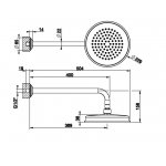 Gessi Venti20 Deszczownica Ø22,9 z ramieniem ściennym brass brushed pvd 65148.727
