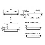 Gessi Venti20 Wieszak ścienny na ręcznik 60 cm mocowanie ze szkła chrom 65515.031