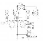 Giulini Giovanni Odessa bateria umywalkowa 3-otworowa 3912