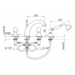 Giulini Giovanni Odessa bateria wannowa 4-otworowa z prysznicem 3965